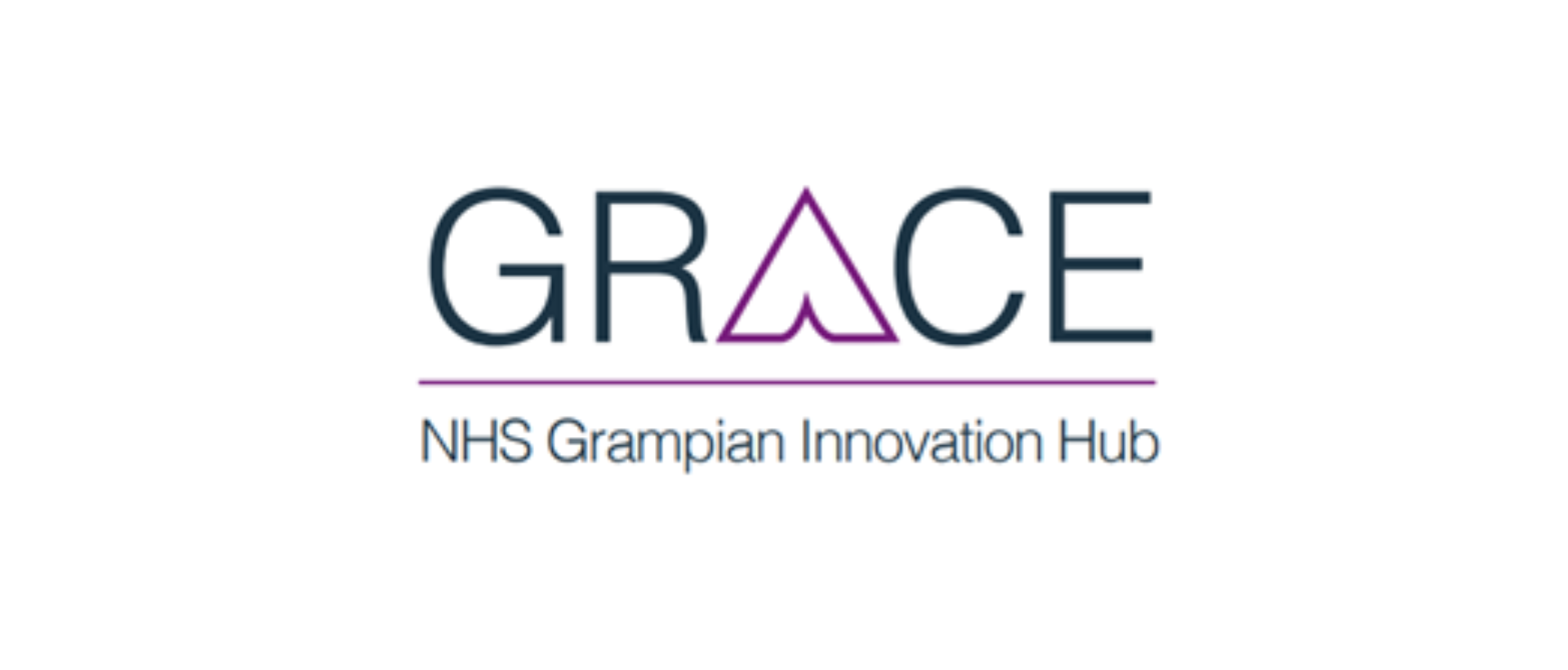 White background, purple logo text