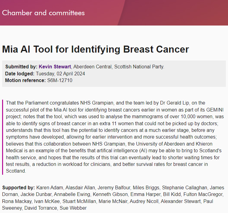 MIA Scot Govt Post, ©Scot Govt, NHS Grampian Image screenshot of Scottish Government website with motion article