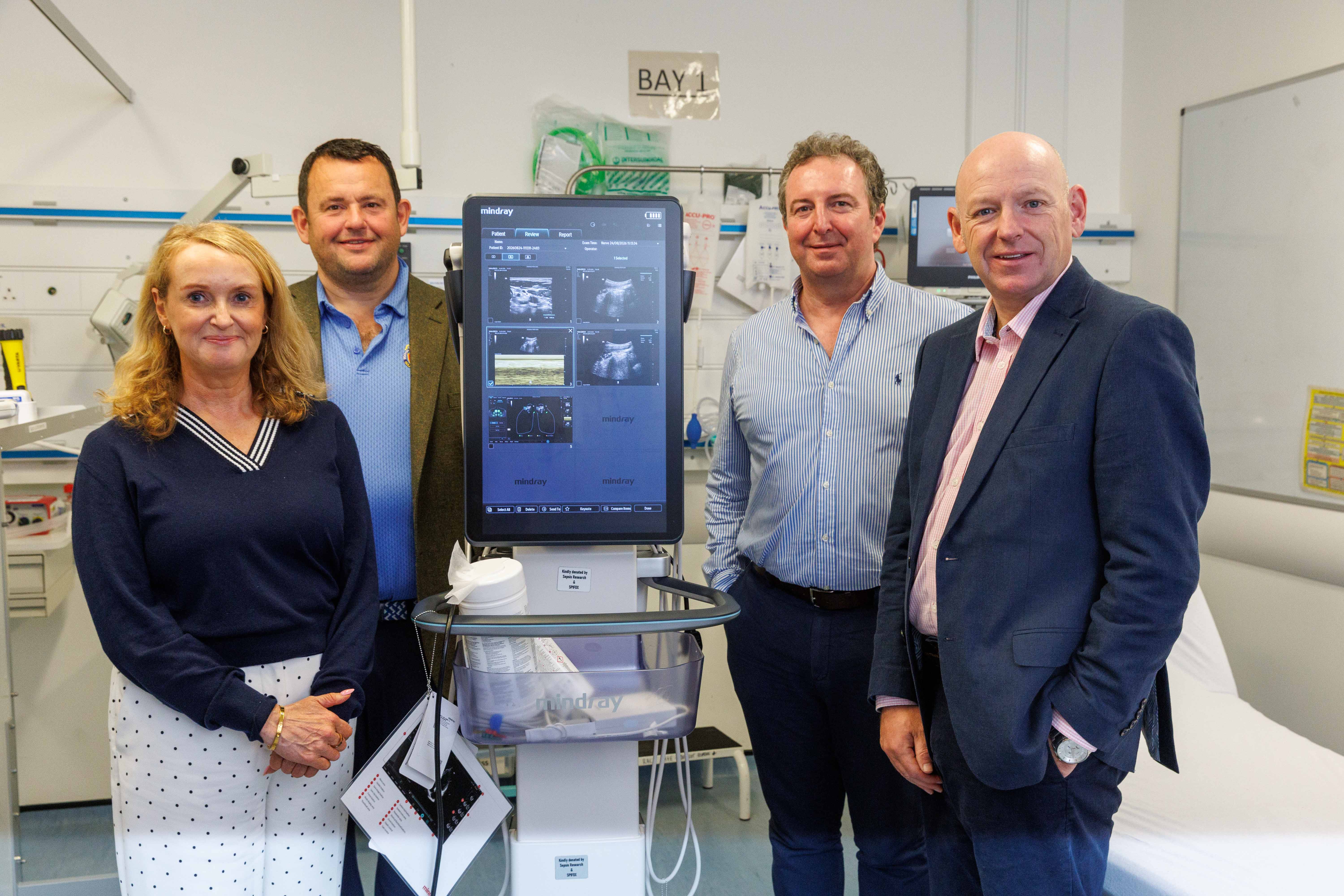 (L-R) Frances Sim – Chair of Spifox,  Paul Curren – Trustee of Spifox, Paul Quinn – Trustee of Spifox, and Colin Graham – Chief Operating Officer for Sepsis Research