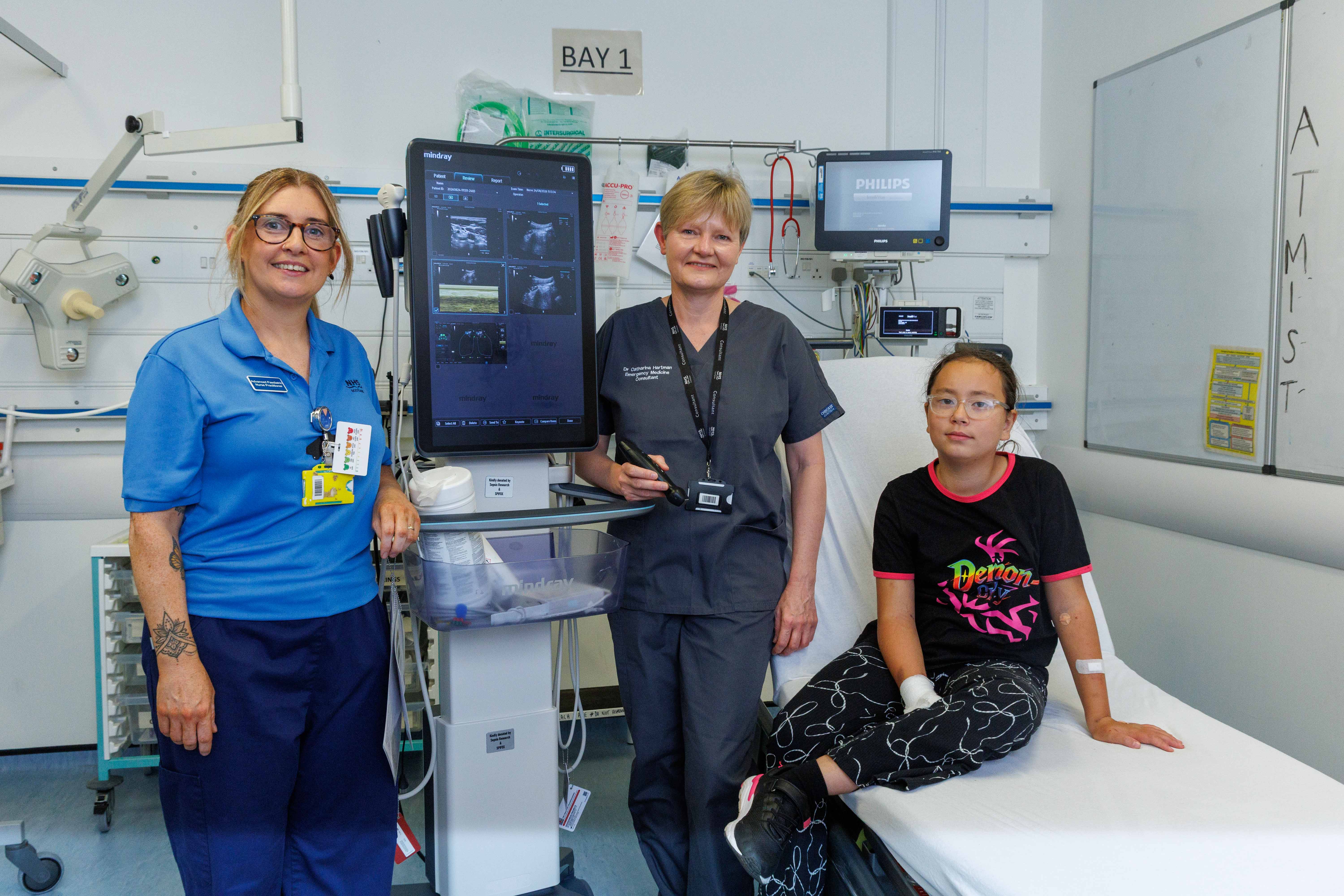 (L-R) Nicola Pratt - Advanced Paediatric Nurse Practitioner,  Dr Catharina Hartman – Emergency consultant & Trustee of Sepsis Research and Summer Cowan