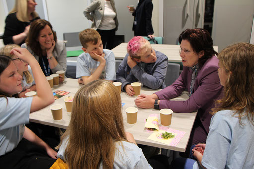 , ©NHS Grampian 2019 Chief Exec meeting kids at the new CAMHS Centre